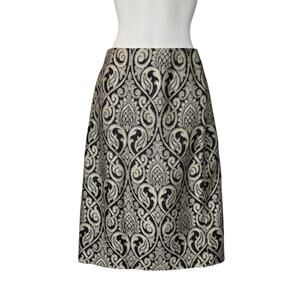 Talbots Collection Womens Size 4 Black Gold Brocade Skirt‎ Baroque Quiet Luxury